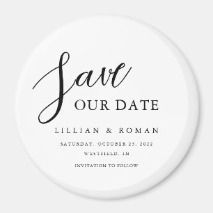 Modern Script Typography Save The Date Magnet