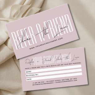 Modern script typography share the love referral card