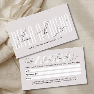 Modern script typography share the love referral card