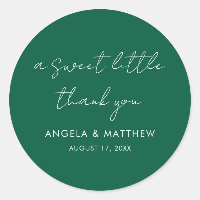 Modern Script Typography Wedding Thank You Classic Round Sticker (Front)