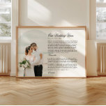Modern Script Typography Wedding Vows Arch Photo Poster<br><div class="desc">Need an elegant and minimalist wedding vows wall art? Our design features modern script typography,  an arch photo frame and a minimalist design. Personalize with your own names,  vows and wedding details. Photo by prostooleh / Freepik.</div>