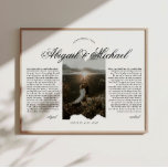 Modern Script Typography Wedding Vows w/ Photo Poster<br><div class="desc">Need an elegant and minimalist wedding vows wall art? Our design features modern script typography and a minimalist design. Personalize with your own names,  vows and wedding details. Photo by Josh Withers on Unsplash.</div>