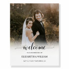 Modern Script Vertical Photo Wedding Welcome Sign