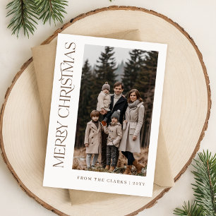 Modern Script Vertical Two Photo Family Christmas Holiday Card