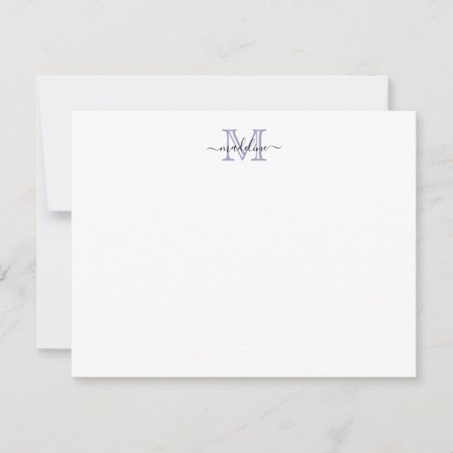 Modern Script Very Peri Purple Lavender Monogram Card (Front)
