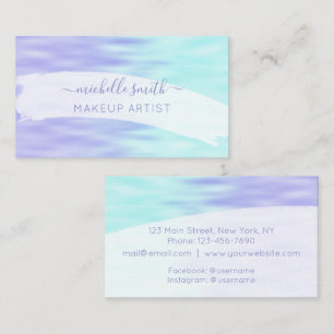 Modern Script Violet Aqua Blue Pastel Ombre Chic Business Card