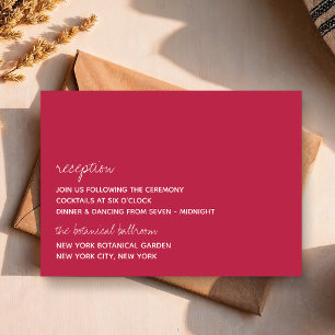 Modern Script Viva Magenta Minimalistic Wedding Enclosure Card