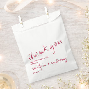 Modern Script Viva Magenta Minimalistic Wedding Favour Bag