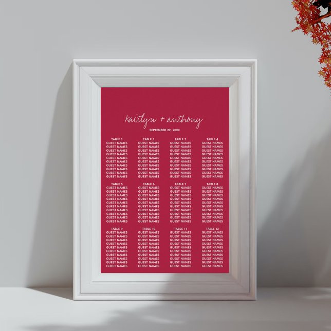 Modern Script Viva Magenta Minimalistic Wedding Poster (Creator Uploaded)