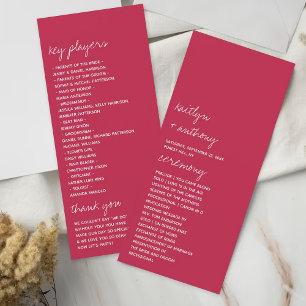 Modern Script Viva Magenta Minimalistic Wedding Program