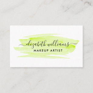 Modern Script Watercolor Brushstroke Lime Business Card