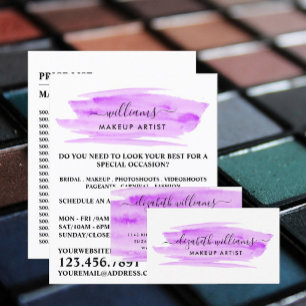 Modern Script Watercolor Brushstroke Purple Business Card