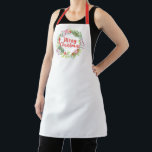 Modern Script Watercolor Merry Christmas Wreath Apron<br><div class="desc">A pretty floral Christmas wreth apron. Give it as a gift for a special friend. Designed for you by Blackberry Boulevard.</div>