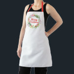 Modern Script Watercolor Merry Christmas Wreath Apron<br><div class="desc">A pretty floral Christmas wreth apron. Give it as a gift for a special friend. Designed for you by Blackberry Boulevard.</div>