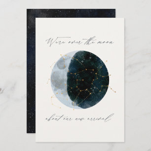 Modern script watercolor moon star celestial