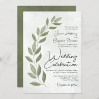 Modern Script Watercolor Sage Greenery Wedding
