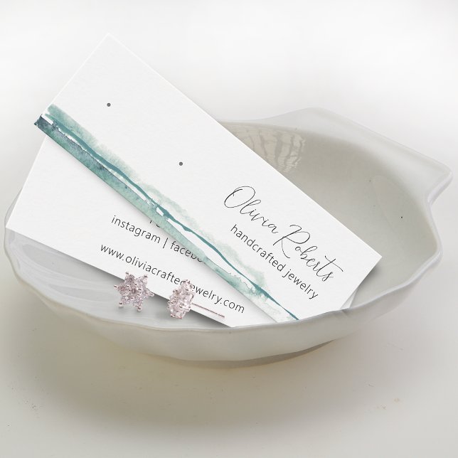 Modern Script Watercolor Stud Earring Display Card (Modern Script Watercolor Earring Display Card)