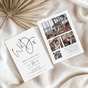 Modern Script We Do 3 Photos QR Code Wedding Invitation