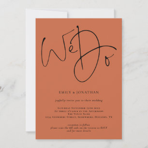 Modern Script We Do Terracotta QR Code Wedding Invitation