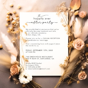 Modern Script We Eloped Photo Wedding Reception  Invitation