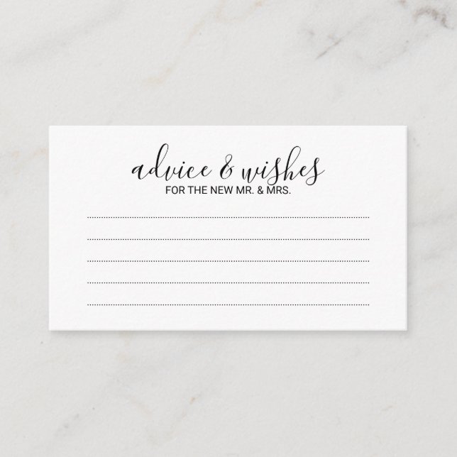 Modern Script Wedding Advice and Wishes (Front)