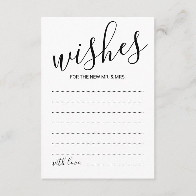 Modern Script Wedding Advice and Wishes Card (Front)