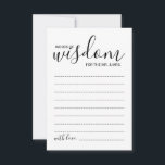 Modern Script Wedding Advice and Wishes Card<br><div class="desc">Add a personal touch to your wedding with a modern script wedding advice and wishes card. This advice card features title 'words of wisdom' with details in black script and sans serif font style on white background. Perfect for wedding, baby shower, birthday party, bridal shower, bachelorette party and any special...</div>