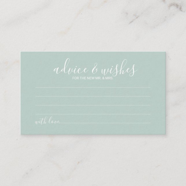 Modern Script Wedding Advice and Wishes Card (Front)