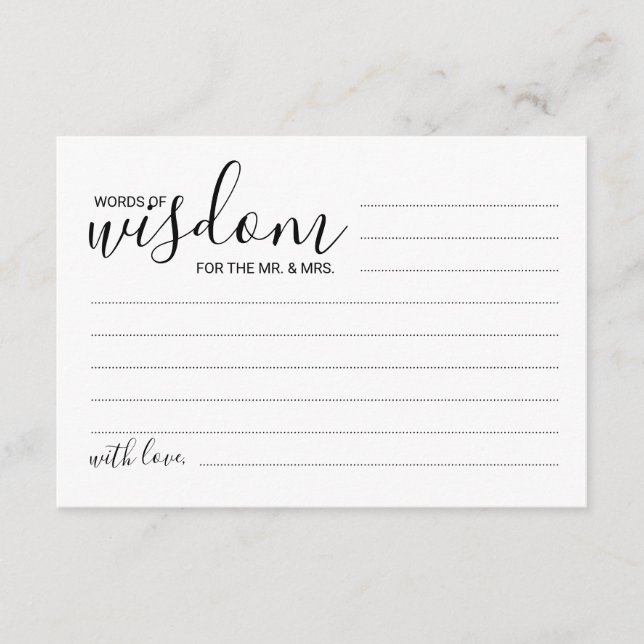 Modern Script Wedding Advice and Wishes Card (Front)