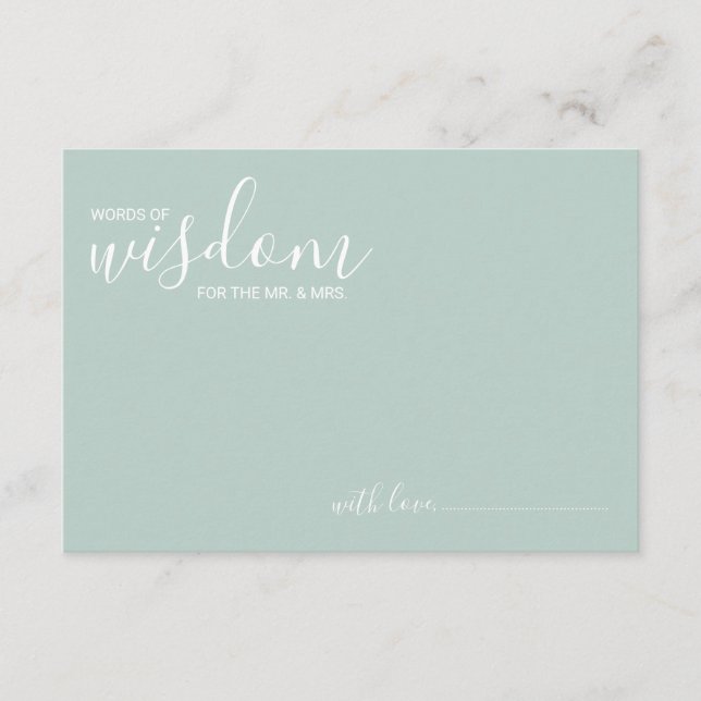 Modern Script Wedding Advice and Wishes Card (Front)