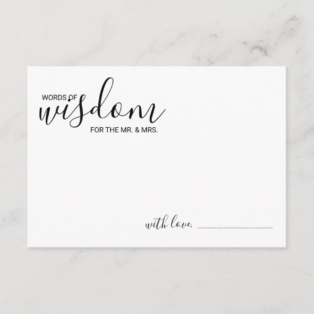 Modern Script Wedding Advice and Wishes Card (Front)