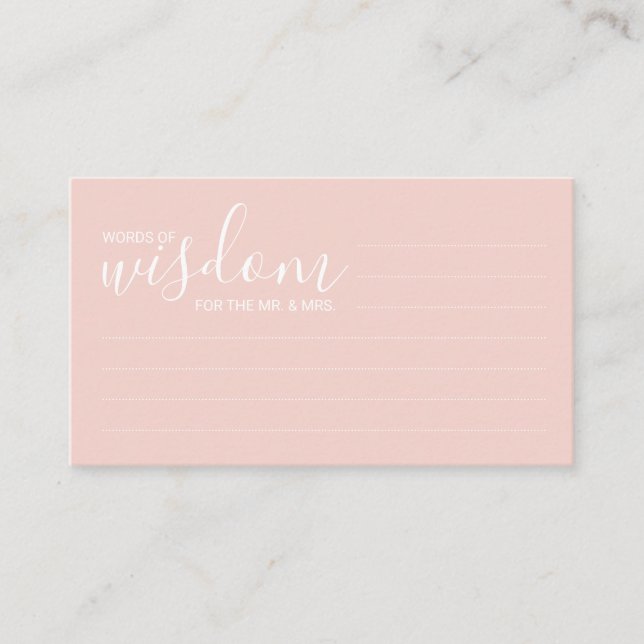 Modern Script Wedding Advice and Wishes Card (Front)