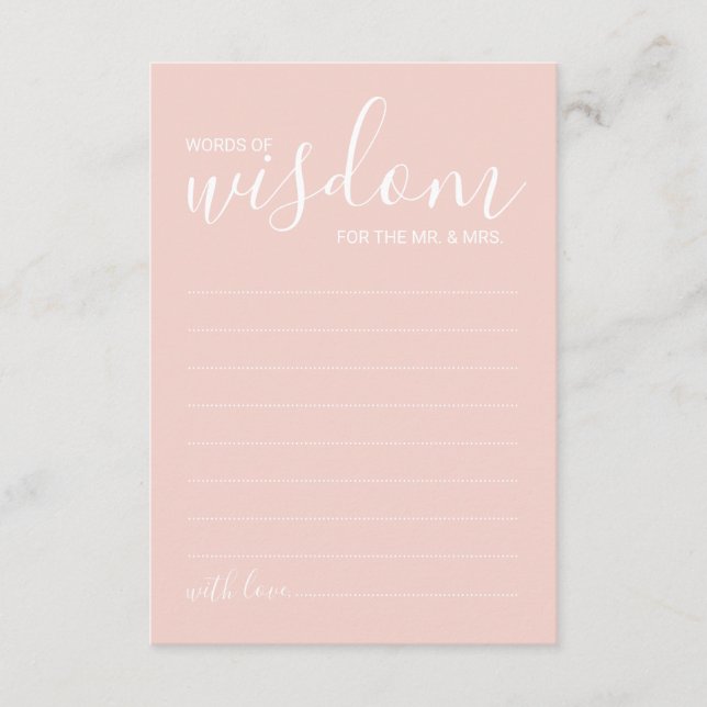 Modern Script Wedding Advice and Wishes Card (Front)