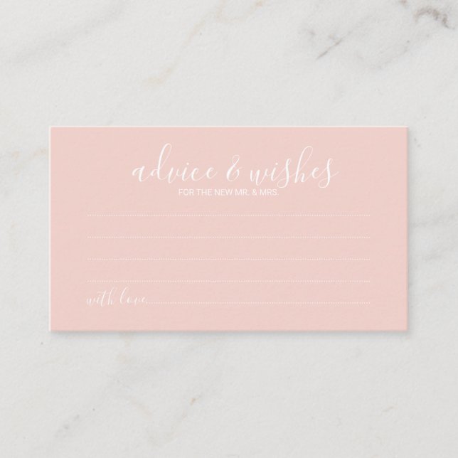 Modern Script Wedding Advice and Wishes Card (Front)