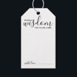 Modern Script Wedding Advice and Wishes  Gift Tags<br><div class="desc">Add a personal touch to your wedding with a modern script wedding advice and wishes tag card. This advice card features title 'words of wisdom' with details in black script and sans serif font style on white background. Perfect for wedding, baby shower, birthday party, bridal shower, bachelorette party and any...</div>