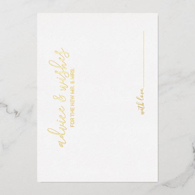 Modern Script Wedding Advice and Wishes Gold (Front)