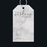 Modern Script Wedding Advice and Wishes Marble Gift Tags<br><div class="desc">Add a personal touch to your wedding with a modern script wedding advice and wishes tag card. This advice card features title 'words of wisdom' with details in grey script and sans serif font style on white marble background. Perfect for wedding, baby shower, birthday party, bridal shower, bachelorette party and...</div>