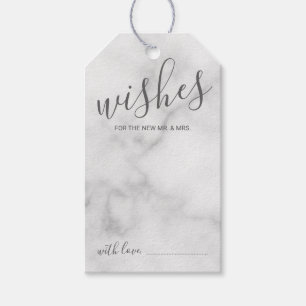 Modern Script Wedding Advice and Wishes Marble Gift Tags