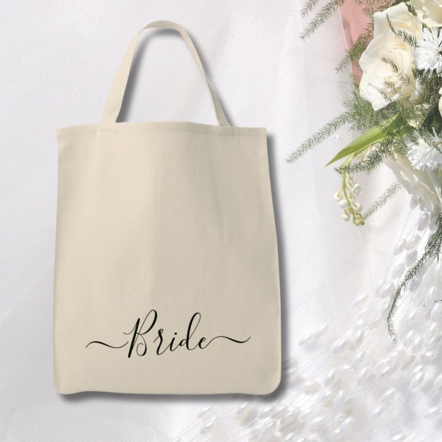 modern script wedding Bride Tote Bag (Mother of the Groom modern script wedding party Tote Bag
)