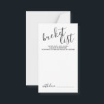Modern Script Wedding Bucket List Advice Card<br><div class="desc">Add a personal touch to your wedding with a modern script wedding bucket list card.
This card features title in black modern calligraphy font style and details in black modern sans serif font style on white background.</div>