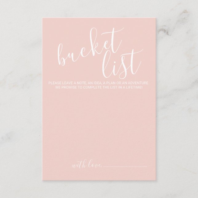 Modern Script Wedding Bucket List Advice Card (Front)