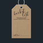 Modern Script Wedding Bucket List Gift Tags<br><div class="desc">Add a personal touch to your wedding with a modern script wedding bucket list tag card.

This card features title 'bucket list' in black modern script font style and details in black modern sans serif font style on kraft paper.</div>