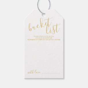 Modern Script Wedding Bucket List Gold Gift Tags