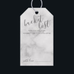 Modern Script Wedding Bucket List Marble Gift Tags<br><div class="desc">Add a personal touch to your wedding with a modern script wedding bucket list tag card.

This card features title 'bucket list' in grey modern script font style and details in grey modern sans serif font style on white background.</div>