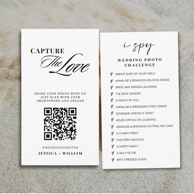 Modern Script  Wedding Capture the love QR Code Enclosure Card (Creator Uploaded)