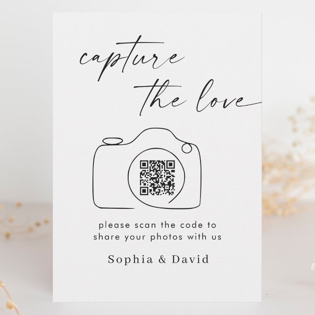 Modern Script Wedding Capture The Love QR Code Enclosure Card (Creator Uploaded)