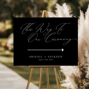 Modern Script Wedding Ceremony Direction This Way Poster