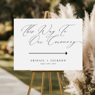 Modern Script Wedding Ceremony Direction This Way Poster