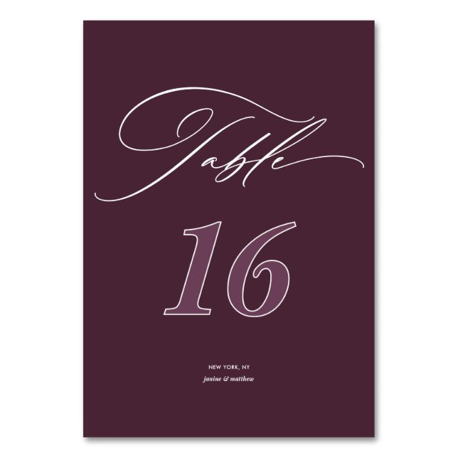 Modern script wedding ceremony table card (Front)