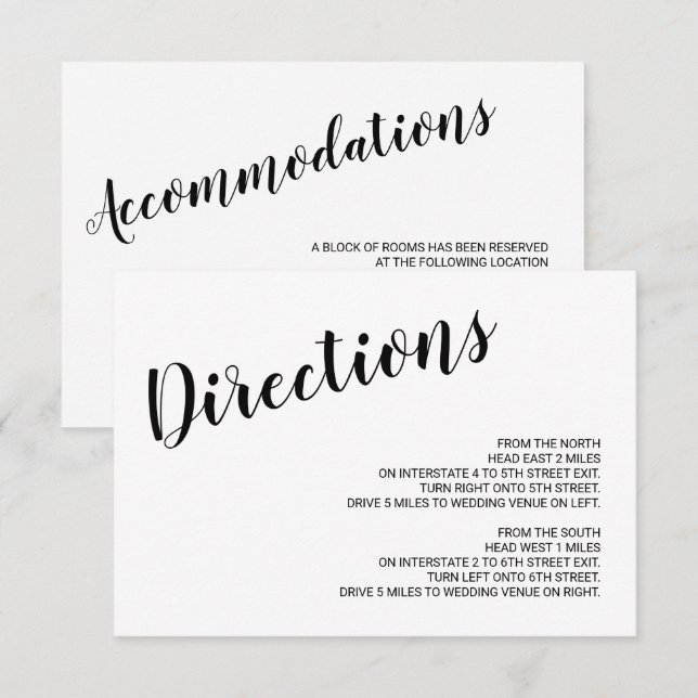 Modern Script Wedding Details Invitation (Front/Back)
